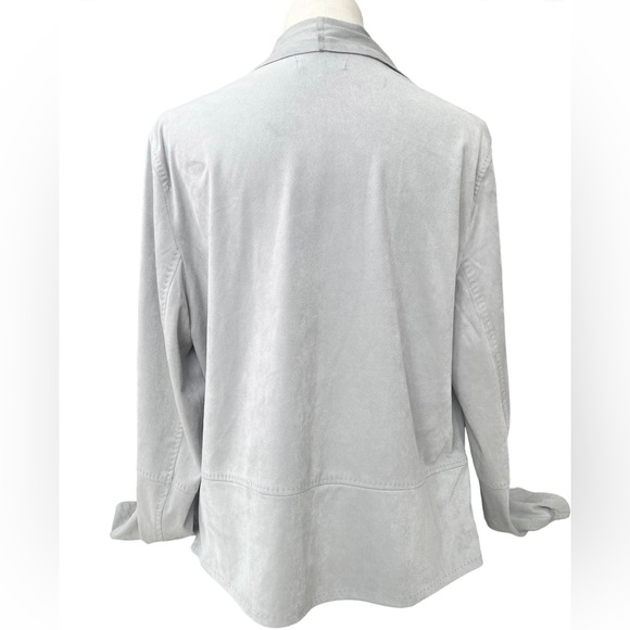 Grey Faux Suede Soft Open Cardigan - Picture 2 of 12